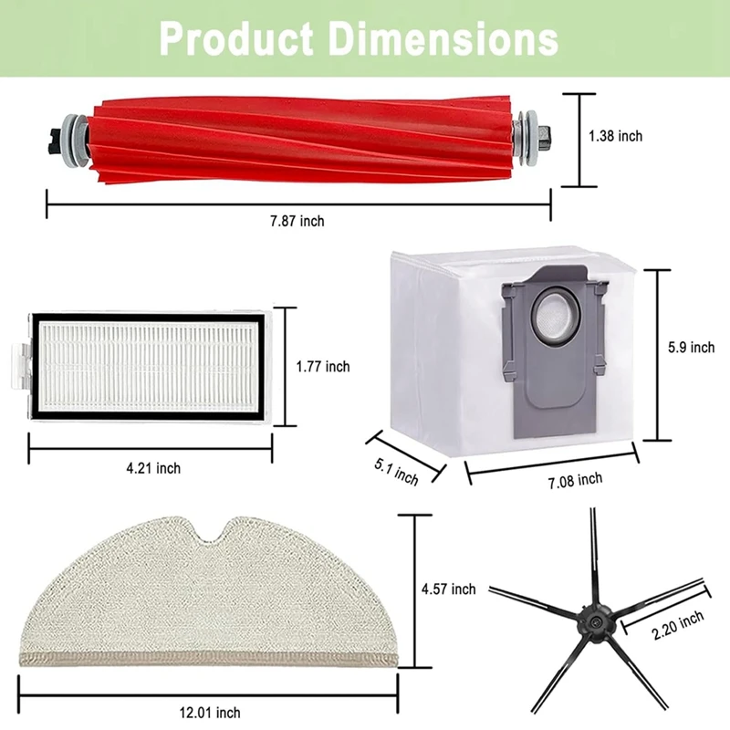 مجموعة مكنسة كهربائية لـ Xiaomi Roborock ، فرشاة جانبية رئيسية ، فلتر Hepa ، قماش ممسحة ، أكياس غبار ، ملحقات قطع غيار ، طقم ، Q7 ، Q7 ، Q7 Max ، Q7 Max ، Q7 Plus