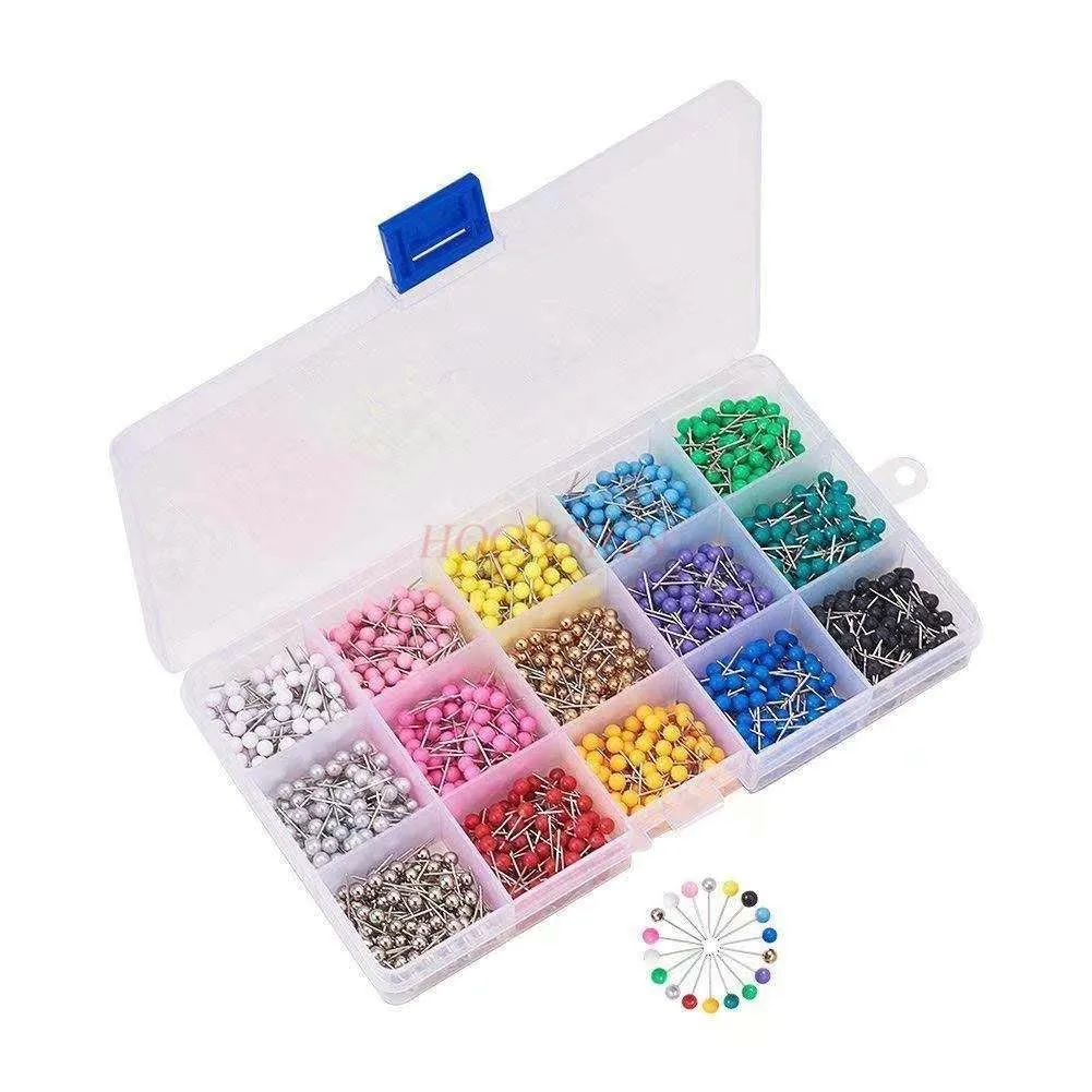 Épingles de Marquage de Cartes en Plastique Colorées en Boîte, Boules Rondes Courtes, Broches de fertilisation, 1500 Pièces