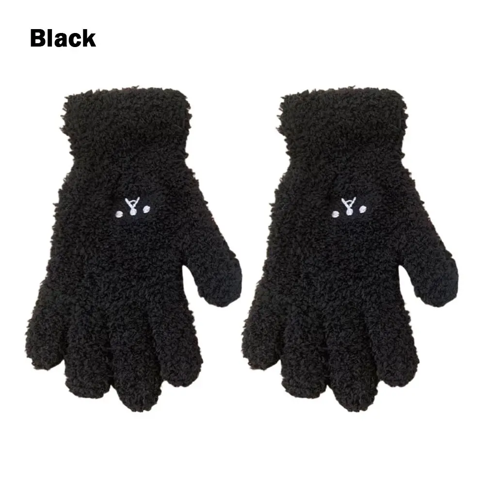 

Coral Fleece Embroidery Gloves Antifreeze Solid Color Cashmere Gloves Simple Design Soft Material Winter Gloves Autumn Winter