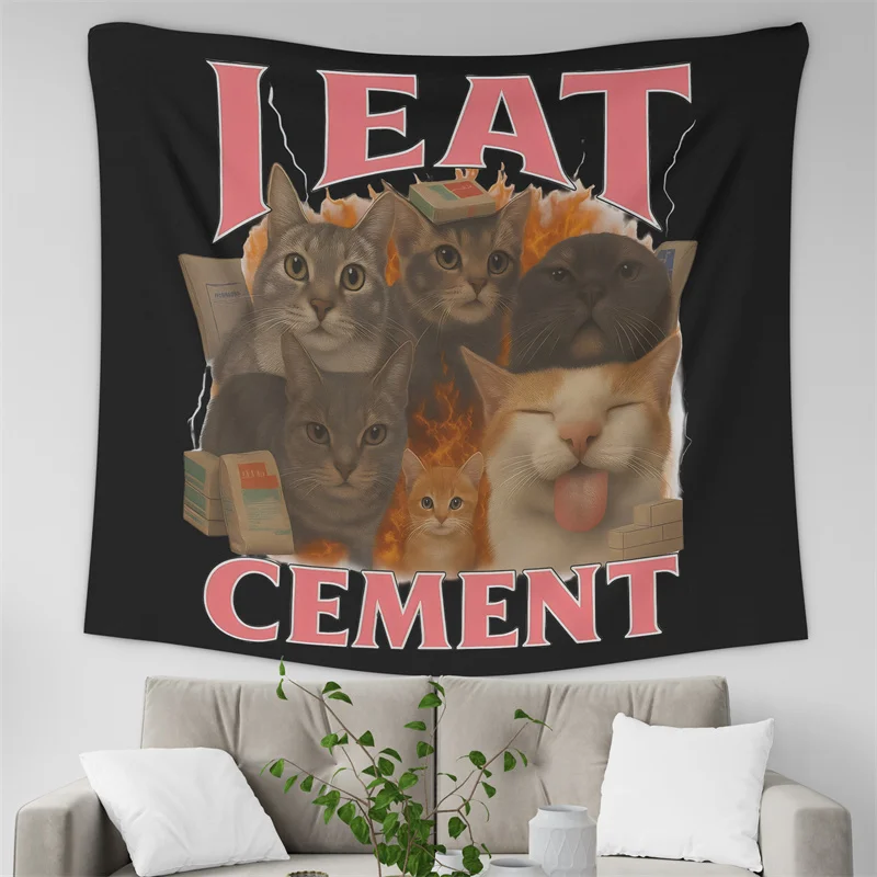 Gaslight Gatekeep Girlboss I Eat Cement Tapestry Wall Hanging Art for Bedroom Living Room Decor College Dorm Party