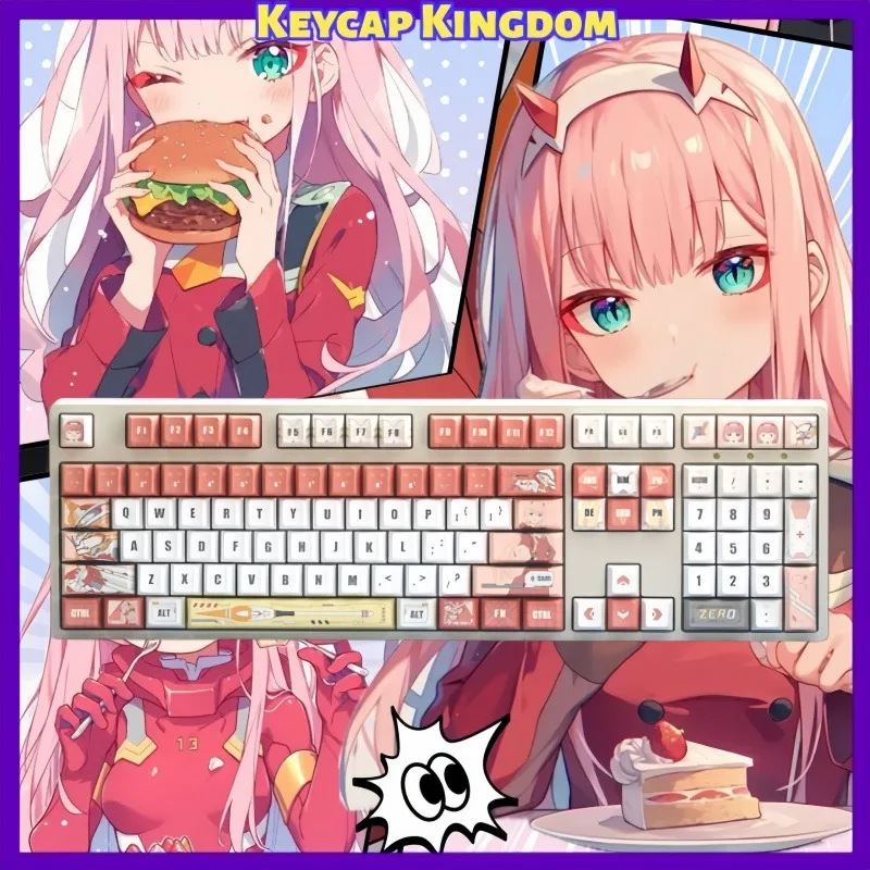 DARLING in The FRANXX Zero Two PBT Keycap Cherry Cute Custom Anime KeyCap Gaming Mechanical Keyboard Accessories Gift for Gamers