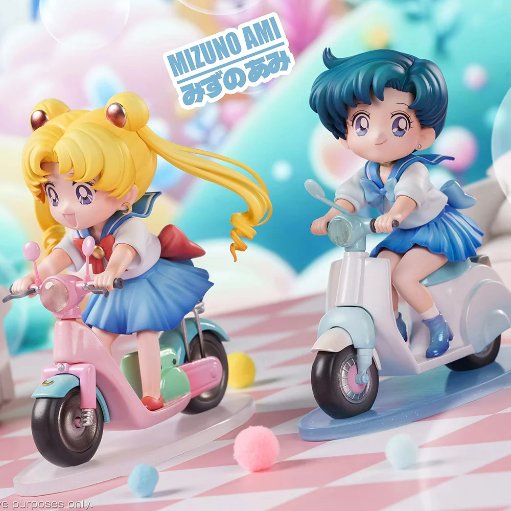 Genuine Sailor Moon Figures Little Motorcycle Moon Hare Anime Figure Cartoon Pvc Models Statue Ornament Collectible Gifts Toys