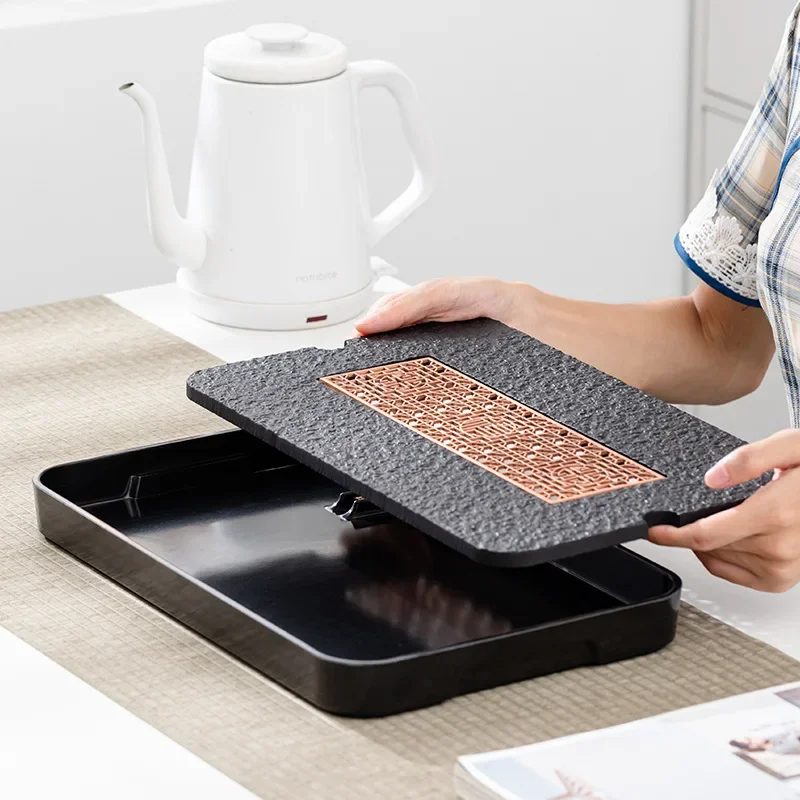 Household Kung Fu Tea Set, Tea Tray, Japanese Style Small Tea Station, Melamine Ceramic Drain Tray, Water Storage Dry Soak Tray