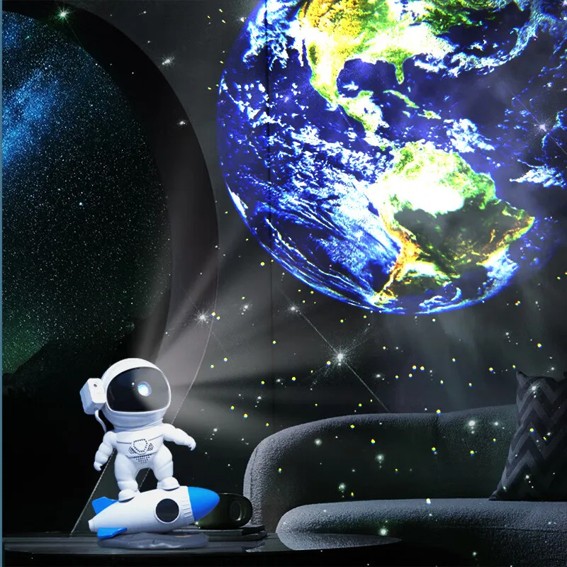 Imagem -05 - Foguete Astronauta Galaxy Projetor Night Light Lamp Sky Projetor Girar 360 ° Planetário Crianças Aniversário Casamento Presentes de Natal