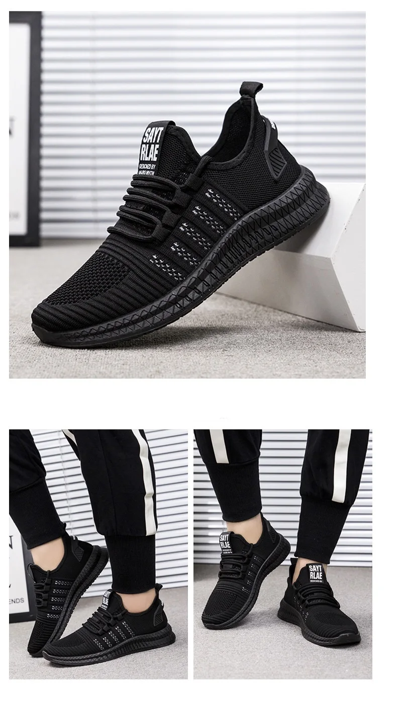 Lightweight Running Shoes for Men Outdoor Breathable Men's Sports Shoes Anti-slip Male Sneakers Fashion Knit Lace-up Footwear