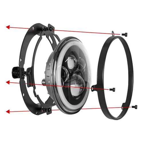 Imagen 2 del producto Anillo de soporte de montaje de faro LED de 7 pulgadas para Harley para coche Wrangler JK Suzuki Samurai faro de motocicleta soporte de 7""