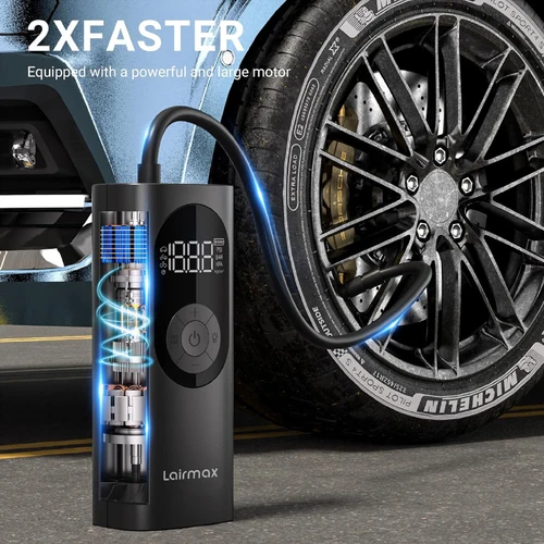 Potente bomba de aire inalámbrica de 150PSI/22 cilindros para automóviles, motocicletas grandes, bicicletas, bolas. Batería y luz de largo 6000 mAh.