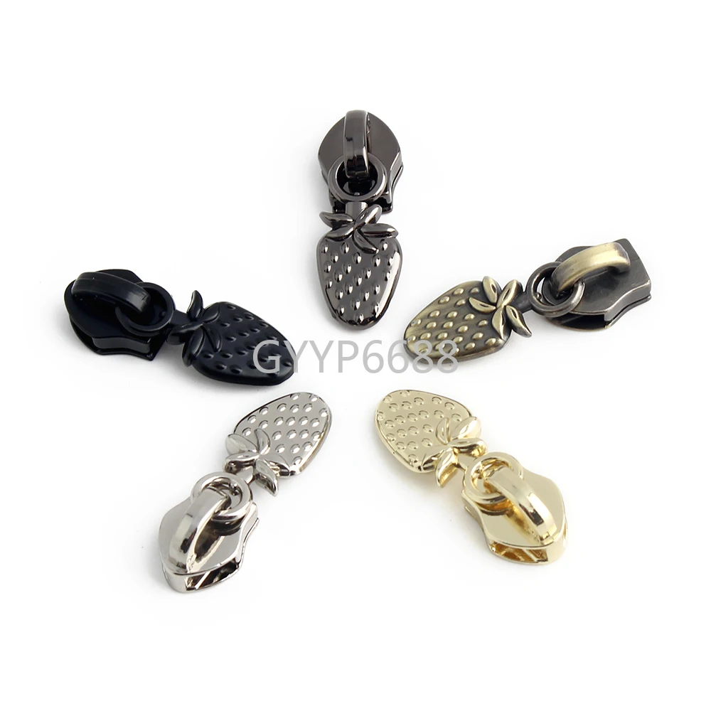 10/40/100PCS Strawberry 5# Nylon Sewing Zipper Slider For Replacement Garment Bags Shoulder Purse Zip Puller Head Accessories