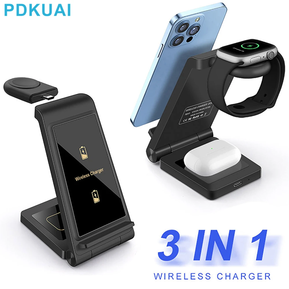 3 In 1 Wireless Charger For iPhone 14 13 12 11 8 X XR XS Samsung S22 S21 Fast Charging Station for Apple Watch 8 7 6 Airpods Pro