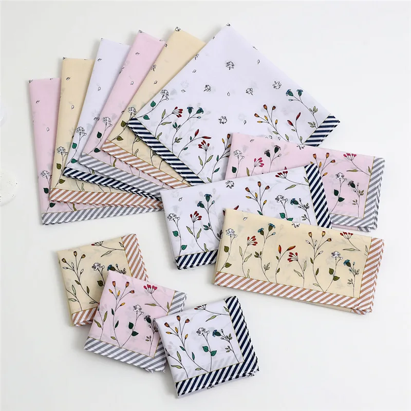 3Pcs Women's Pure Cotton Thin Handkerchief Absorbs Water Wipes Sweat Eyes Nose and Mouth Wedding Supplies Souvenirs 43*43cm