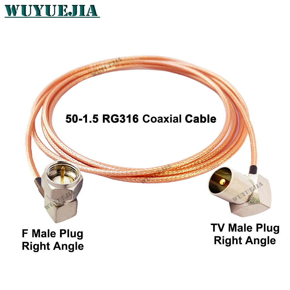 RG316 Cable F TV Type Connector 90 Degree F Male Plug to TV Male Plug Right Angle Pigtail Jumper RG-316 RF Coaxial Cable 0.1~10M