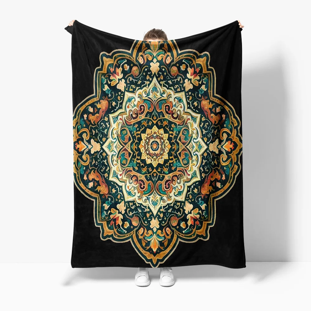 

Богемное флисовое одеяло с этническим узором мандалы, декоративное покрывало для подушки, домашний декор