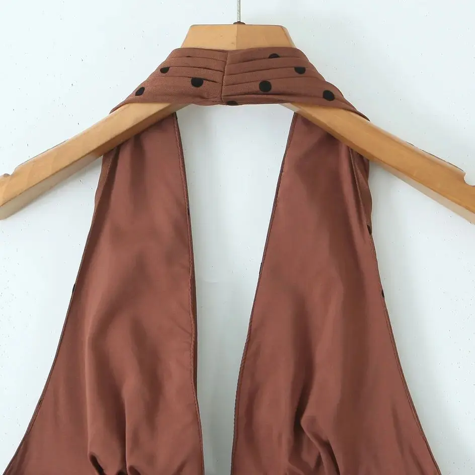 2025 sexy polka dot plissado ruched halter vestido feminino cortar frente magro cintura baixa balanço vestido de baile vestidos curtos robe