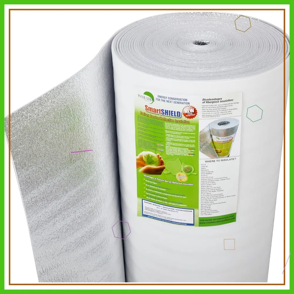 

5mm 48" x50ft Reflective Foam Insulation Roll, Cold Heat Shield Radiant Barrier Thermal Insulation