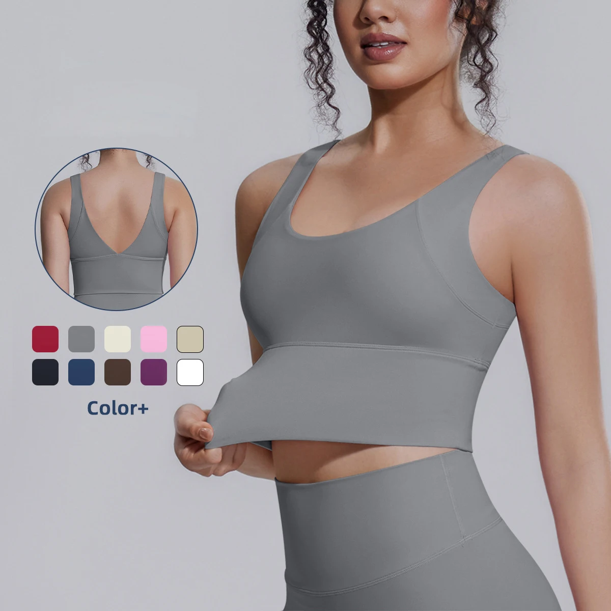 Summer sport  set1PC Backless Sexy Yoga Bra Woman Gym Sports Tunning Shockproof Workout Top Yoga Vest V-shaped Beautiful Back S