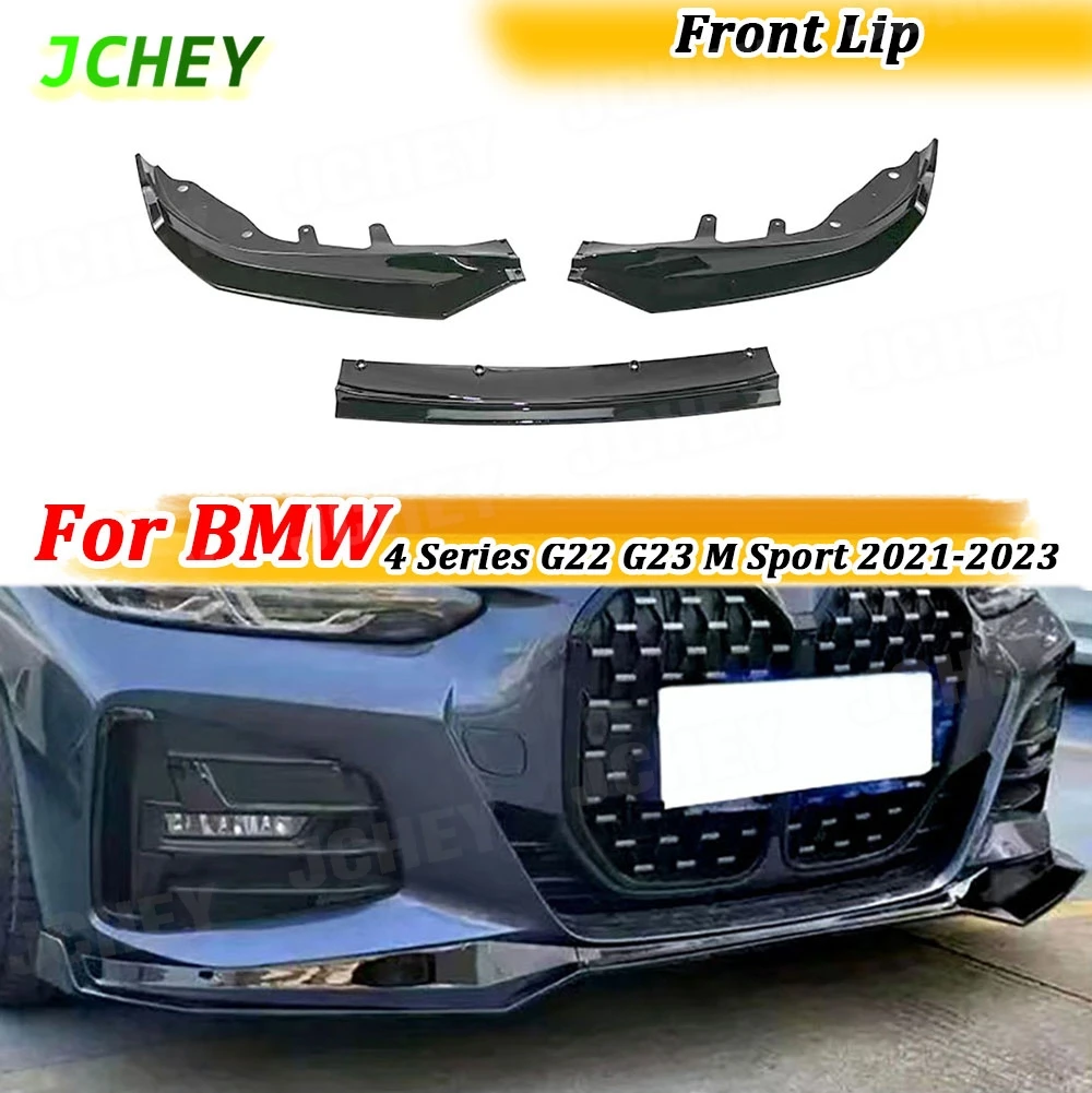 

JCHEY ABS Carbon Look Car Front Bumper Splitter Lip Diffuser 3PCS For BMW 4 Series G22 G23 M Sport 2021-2023 Spoiler Accessories