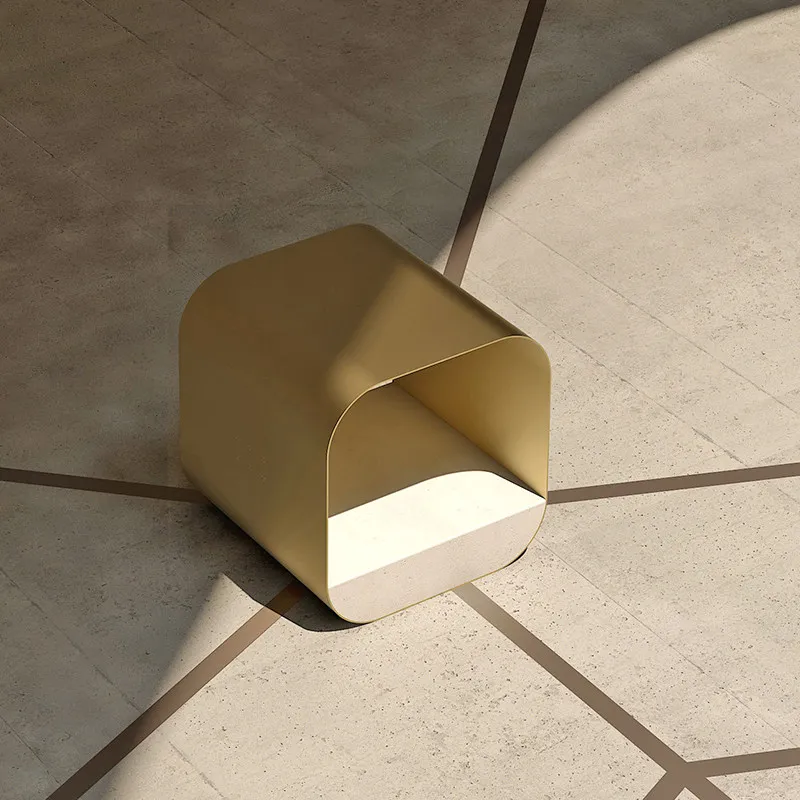 Nordic minimalist stainless steel bedside table light luxury high-end floor locker creative living room cement sofaf