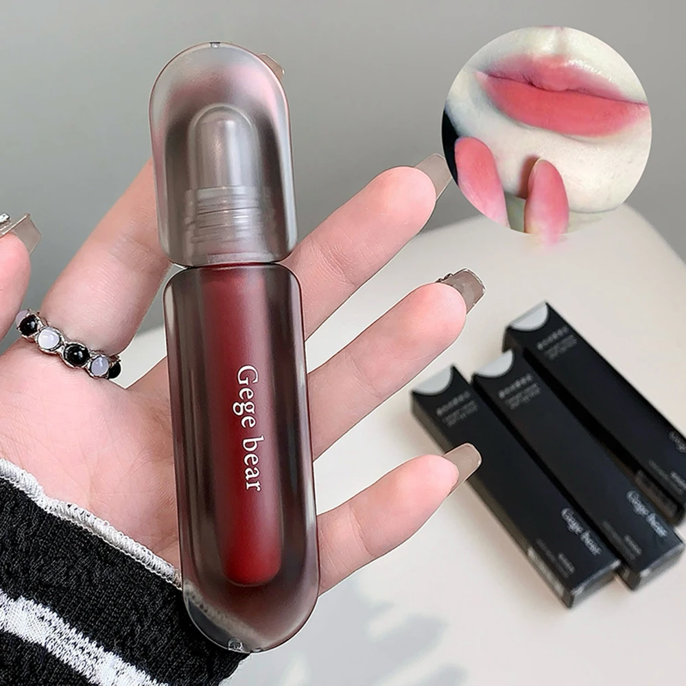 Gege Bear Matte Lip Clay, Matte Velvet Lip Glaze Langdurige kleur Gladde, niet-uitdrogende lippenstift