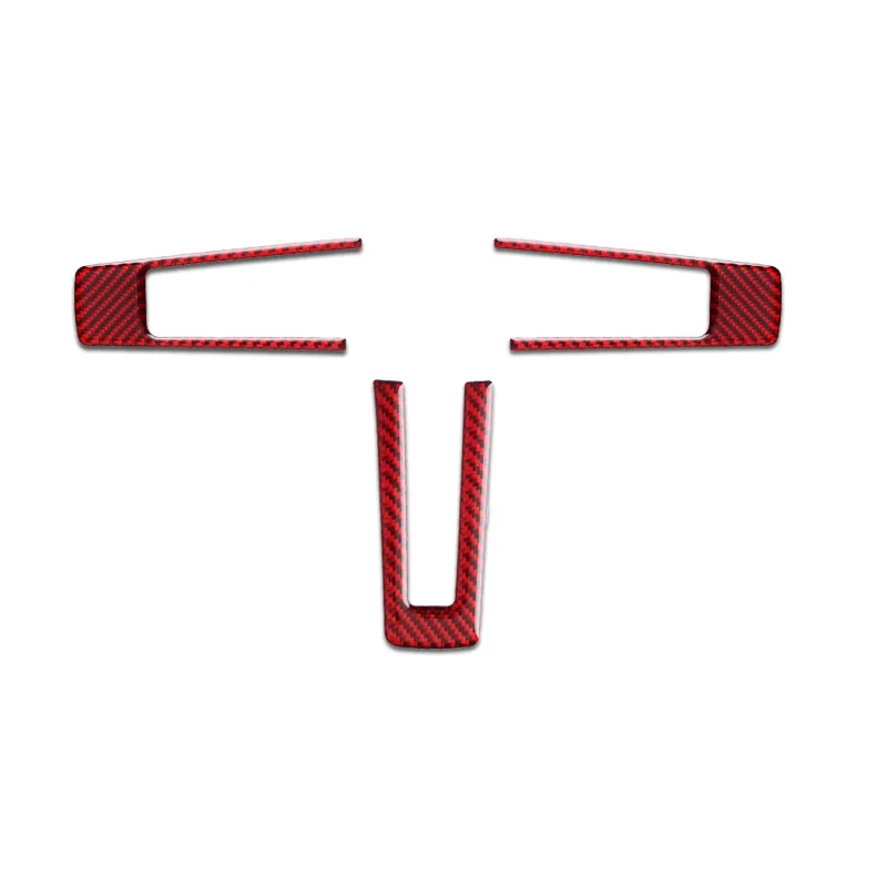For 09-13 Ford Old Mustang Interior Modification Red Carbon Fiber Steering Wheel Button Decorative Stickers