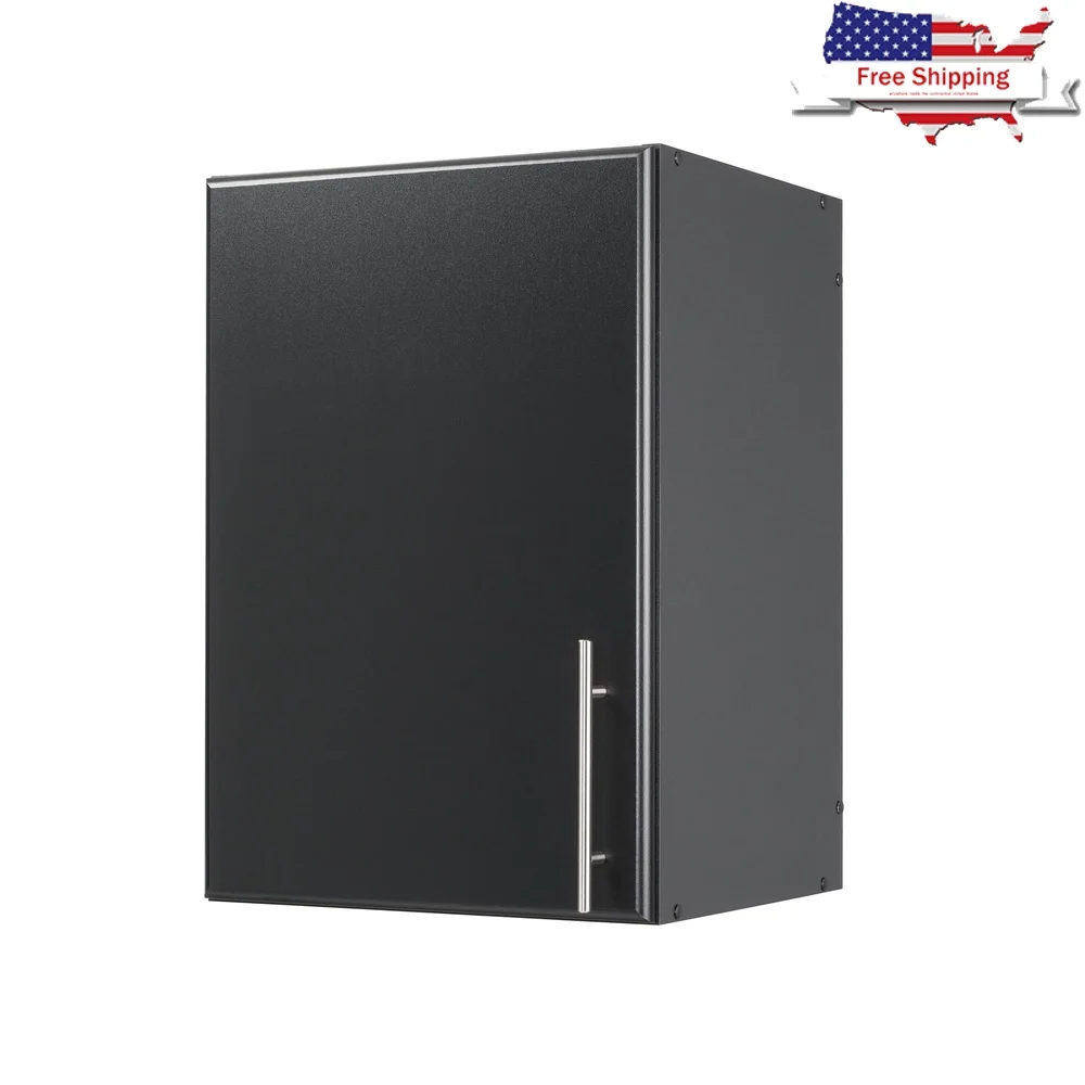 

Compact 16 Inch Wall Cabinet Black Storage Cabinet with Adjustable Shelf 3 Doors Indoor Utility Bathroom Pantry Organizer