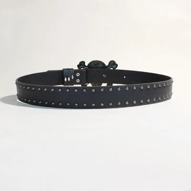 حزام PU بتصميم جمجمة أنيق جديد لعام 2025 بطول قابل للتعديل لعشاق أزياء الشارع #3