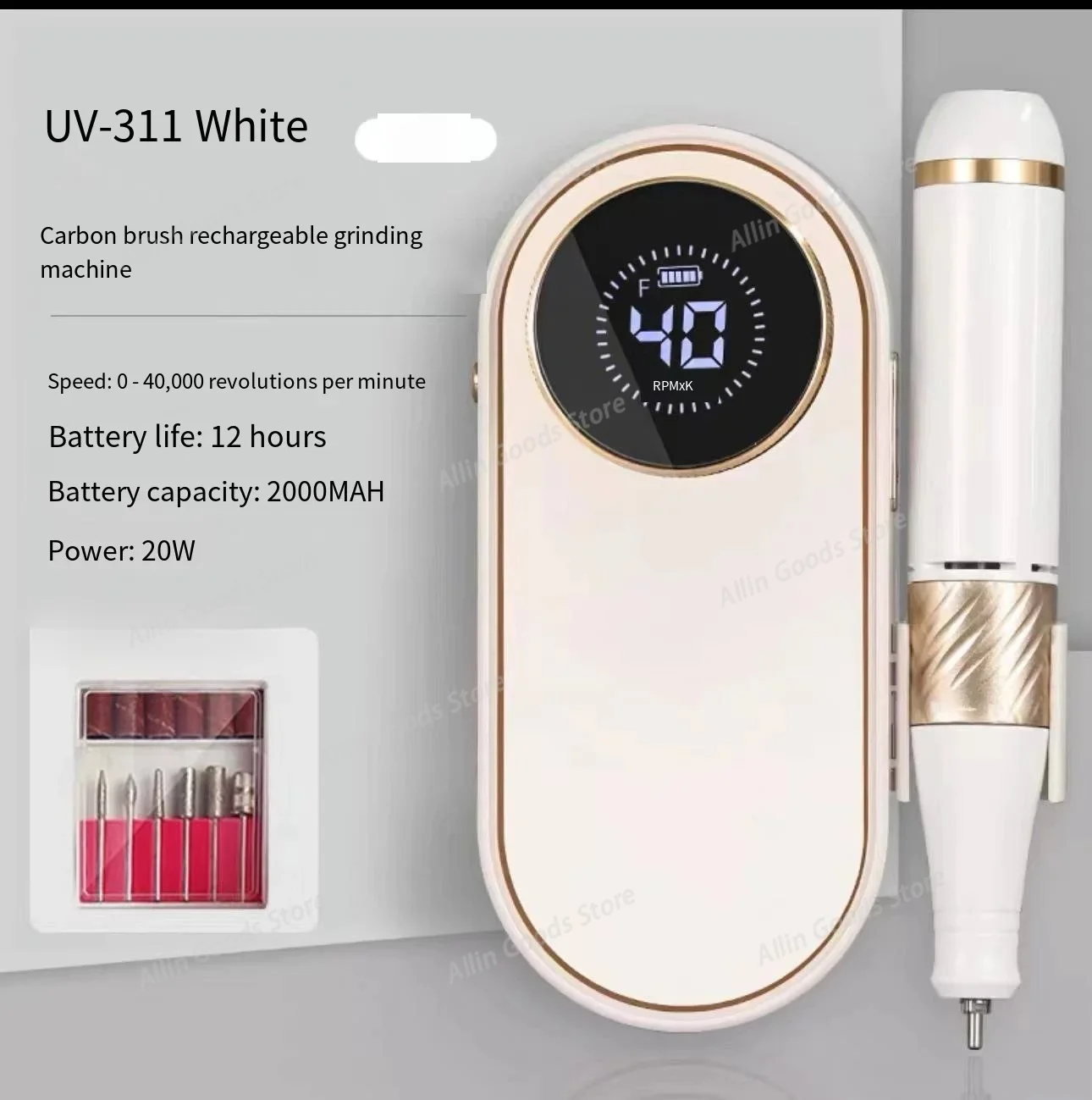 Compact Portable Electric Nail Drill with LED Digital Display, Lightweight Professional Manicure Polishing Shaping Tool