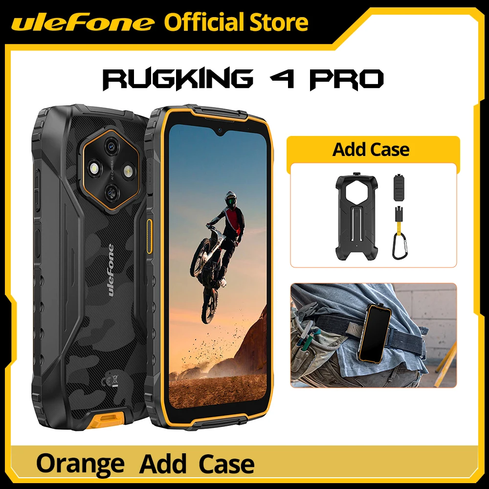 Ulefone RugKing 4 Pro robuuste telefoon Android 15 tot 16 GB + 256 GB waterdichte smartphone 10200 mAh 48 MP camera NFC wereldwijd 6,56" 120 Hz