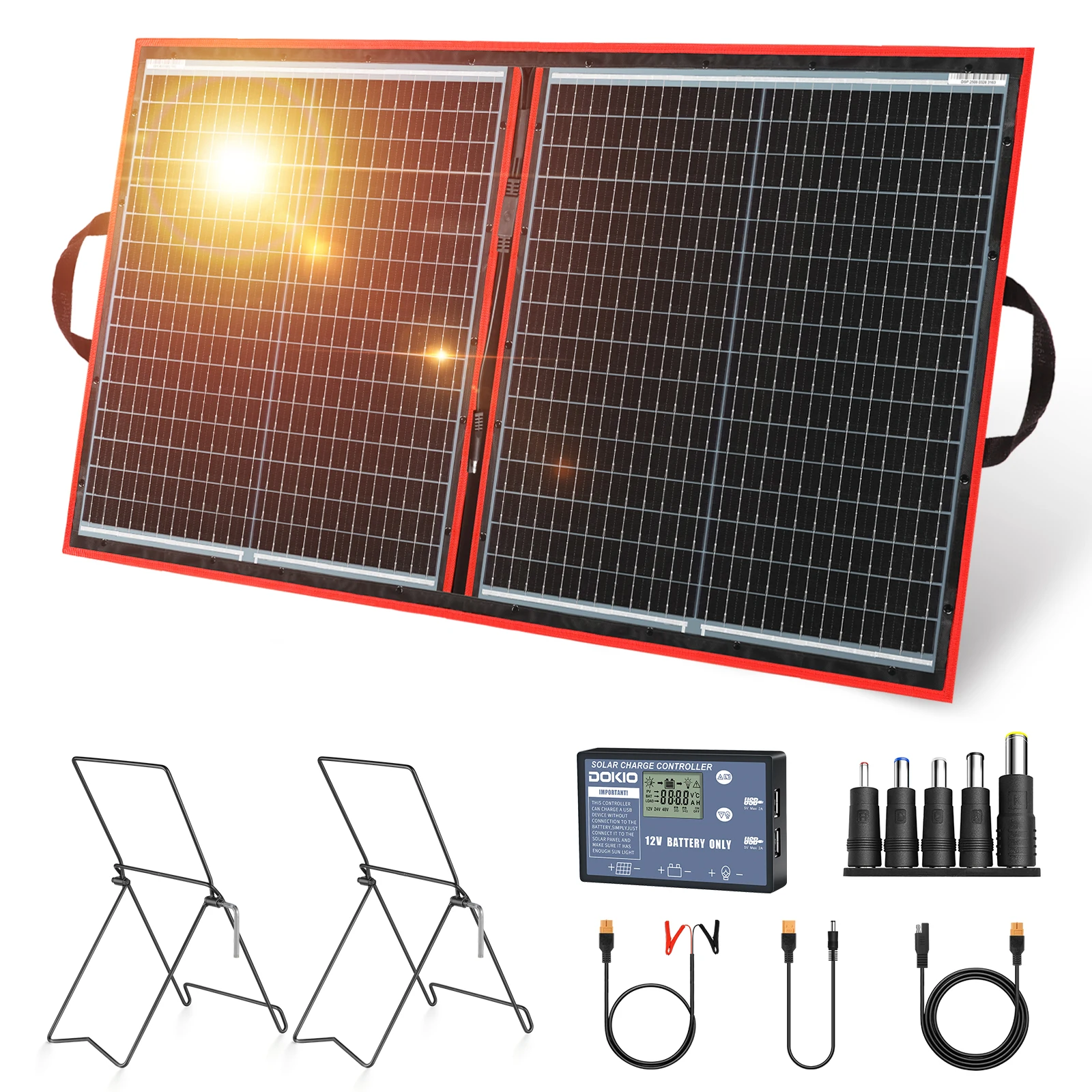 Dokio-Kit de Panel Solar plegable y Flexible, cargador de Panel Solar portátil, 18V, 97W, 12V, para navegación, Camping al aire libre