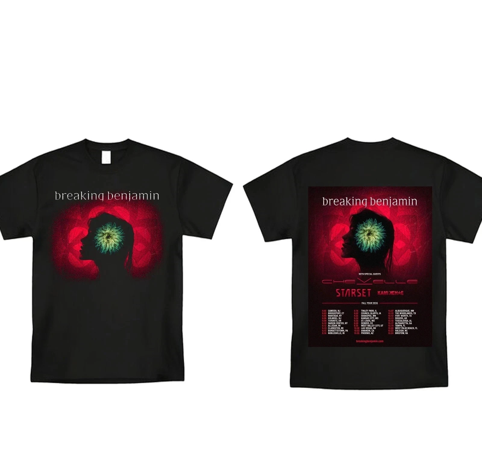 Breaking Benjamin Announces 2026 North American Tour T-shirt Fan Gift Print Pattern Casual Daily Outdoor Outfit