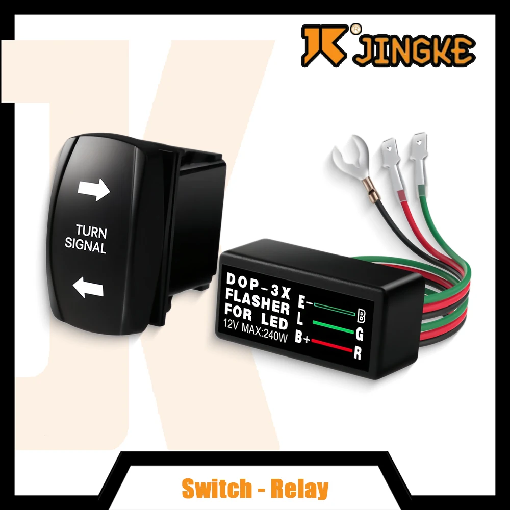 

Universal Turn Signal Rocker Switch Kit with 12V 240W 3-Pin LED Flasher Relay Internal Switch for ATV UTV Motorcycle Golf Cart