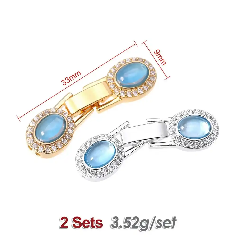 2 Sets 18K Gold Color Brass and Zircon Oval Shape Bracelets Connect Clasps High Quality Diy Jewelry Accessories Making Materials