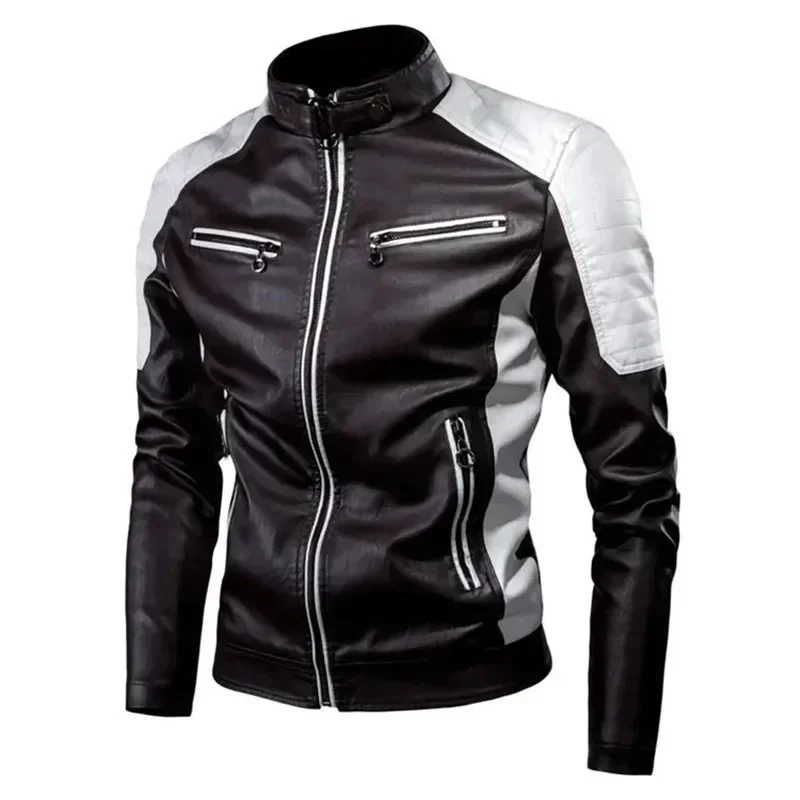 

2024 Spring Men Zipper Jacket High Quality Male Jacket Multi Pocket Casual Motorcycle PU Leather Jackets