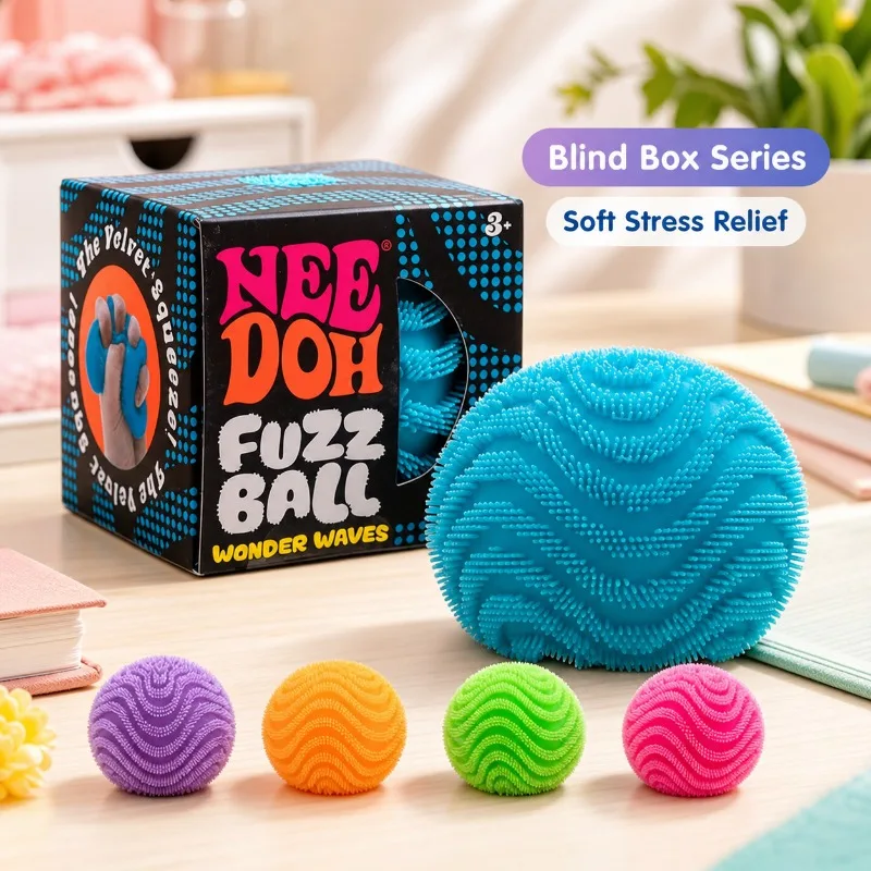 NeeDoh Fuzz Ball Blind Box Serie Sensorisches Fidget-Spielzeug Weicher Stressabbau-Quetschball Mystery Box Schreibtisch-Deko Geschenk