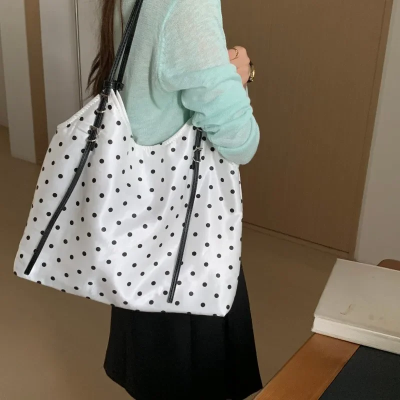 موضة دوت حمل المرأة حقيبة سعة كبيرة حقيبة كتف الحرير عالية الجودة المتسوق المحافظ مصمم حقائب للنساء حقائب التنقل #4