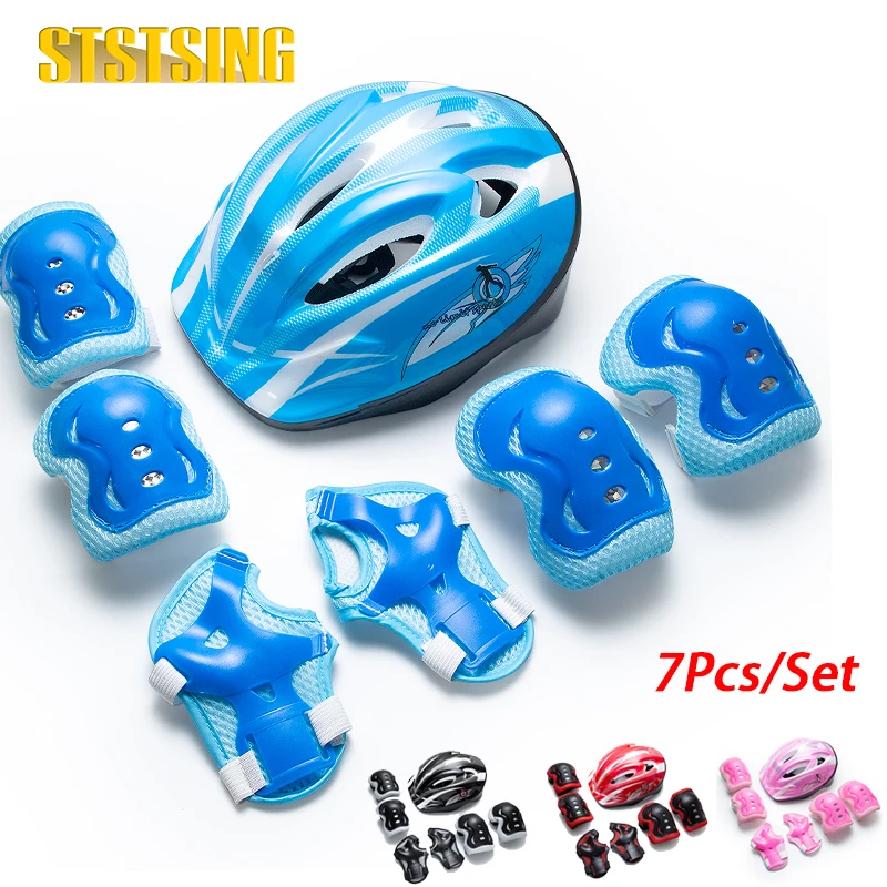 Cycling Gear For Kids - Adjustable Helmet Protective Gear Set Sports