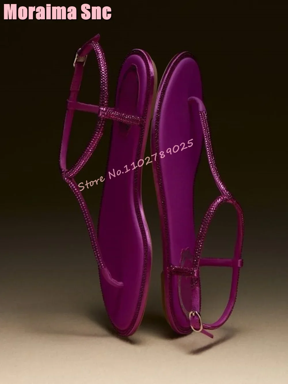 Nuevos zapatos planos de lujo con Clip dedos de cristal y sandalias ostentosas con hebilla en el tobillo, zapatos de mujer de moda sólidos, zapatos informales de verano para exteriores