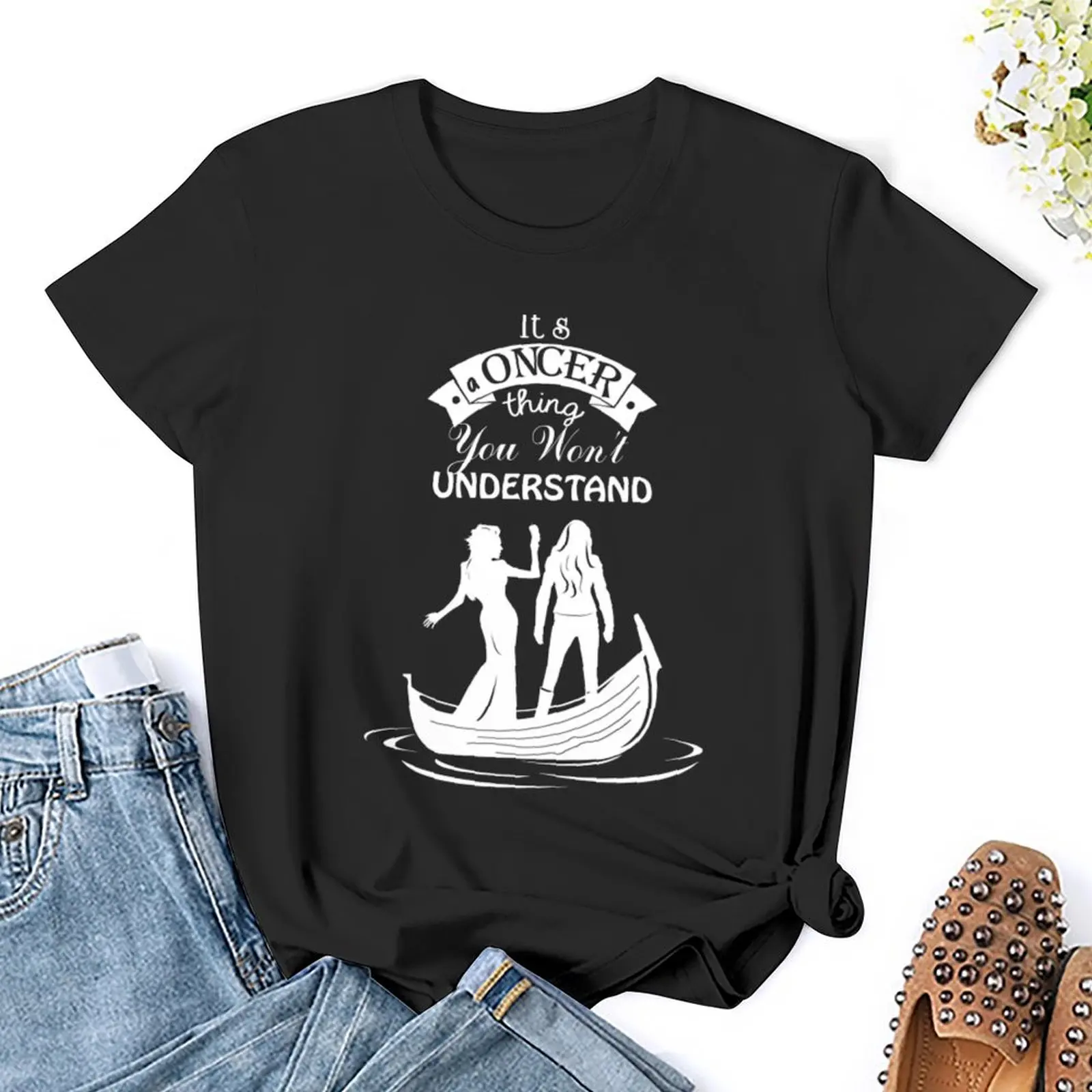 Swan Queen (b/w). Oncer Thing! T-Shirt tees plus size tops Female clothing black t-shirts for Women
