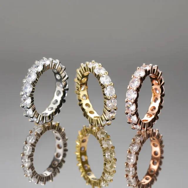 Hip Hop Rock Miami Cuban Link Chain Ring for Men Ice Out Micro Pave Zirconia Tennis Ring Fashion Street Accessories Chic Jewelry