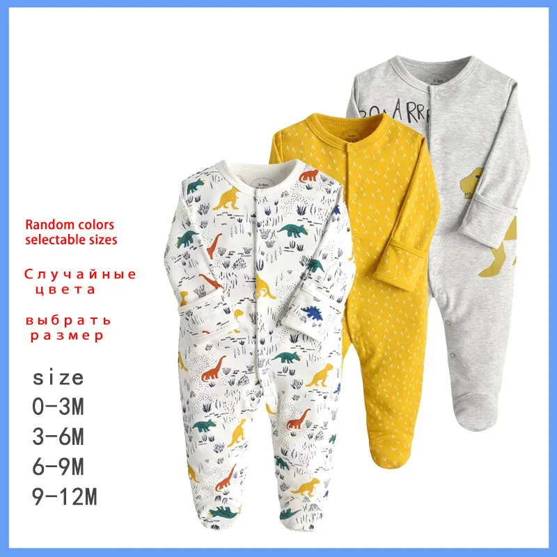 

Random Newborn Baby Spring Clothes 3pcs Baby Boys Girls Rompers Long Sleeve Clothing Roupas Infantis Menino Overalls Costumes