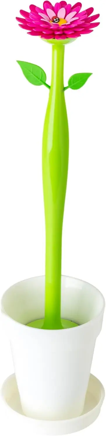 

Набор для унитаза Flower Power: щетка для унитаза с ручкой в форме ромашки, подставка в виде цветочного горшка