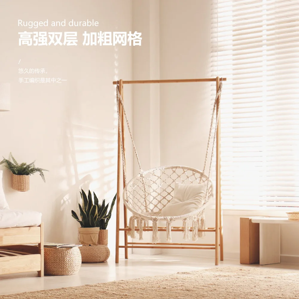 Ins Nordic Garden Leisure Tassel Hanging Basket Outdoor Swing Indoor Balcony Living Room Homestay Hanging Chair Hammock