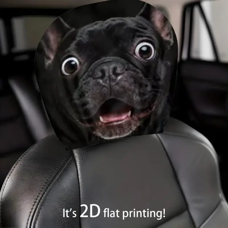 J0MA Shocked Pug Pattern Car Headrest Covers Comfortable & Strong Polyester