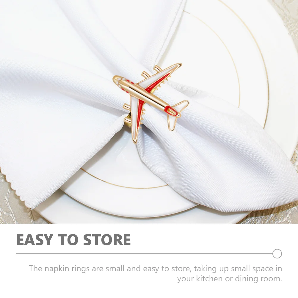 4 Pcs Paper Napkin Rings Airplane Wedding Dining Holder Buckles Hotel Table Colorful Metal Holders Napkins Restaurant