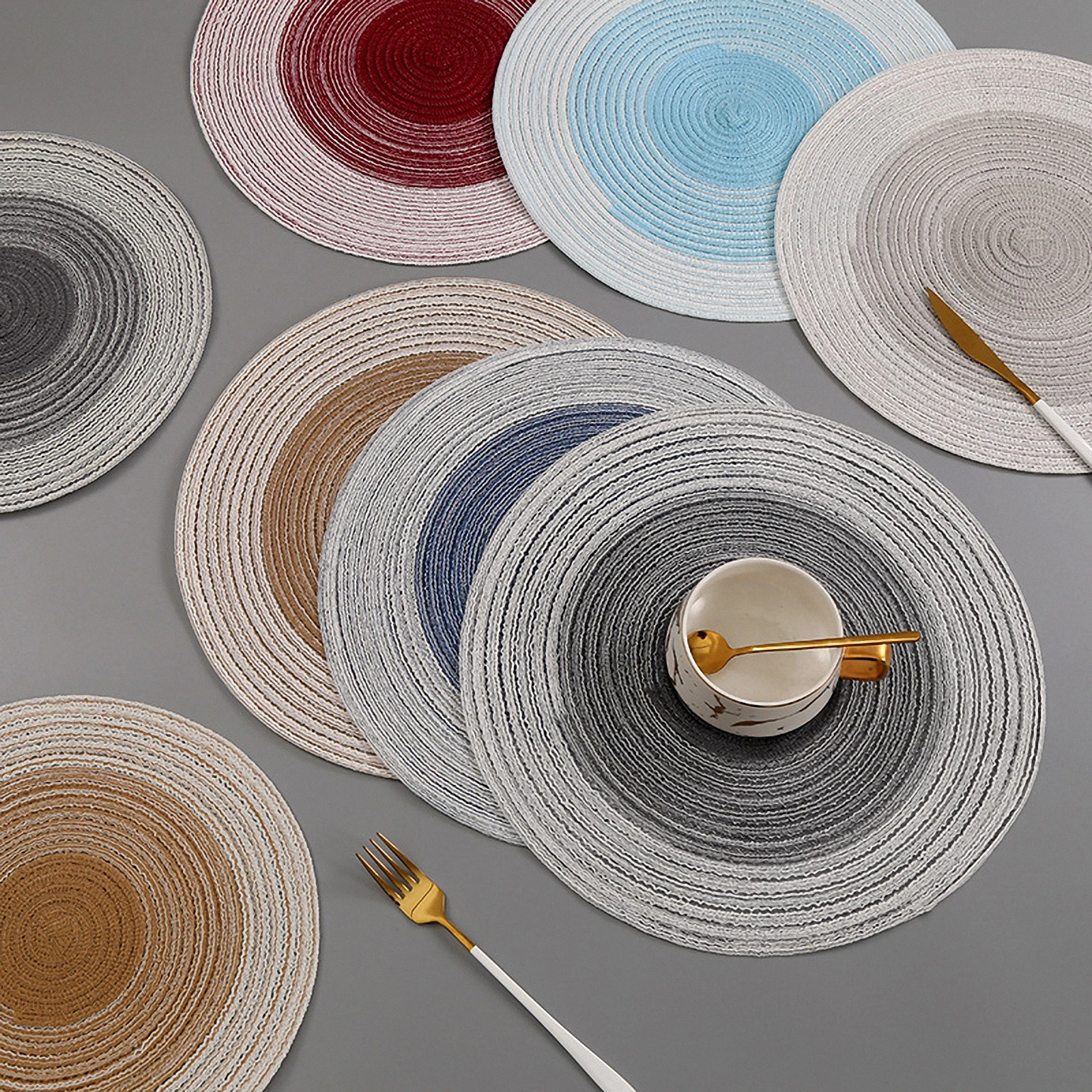 

6pcs Cotton Yarn Handmade Table Placemats Heat Resistant Coasters Strong Skin-Friendly Material For Home Restaurant Party Gift