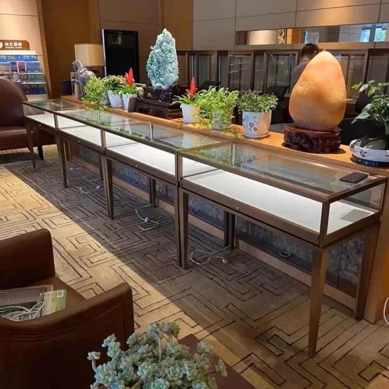 

Customize.Luxury High-end Gold Jewellery Display Shopping Mall Jewelry Table Jewellery Cabinet With LED Lighting Jewelry Showca
