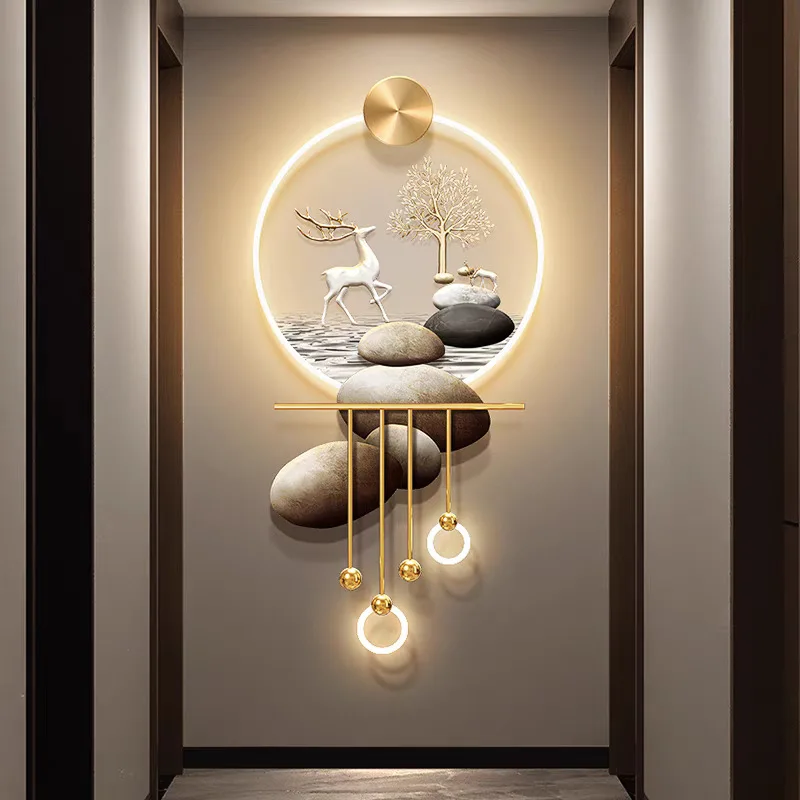TV Background Wall Grille Decoration, Hanging Paintings At The End of The Hallway, Emitting LED Ambient Mural Lights