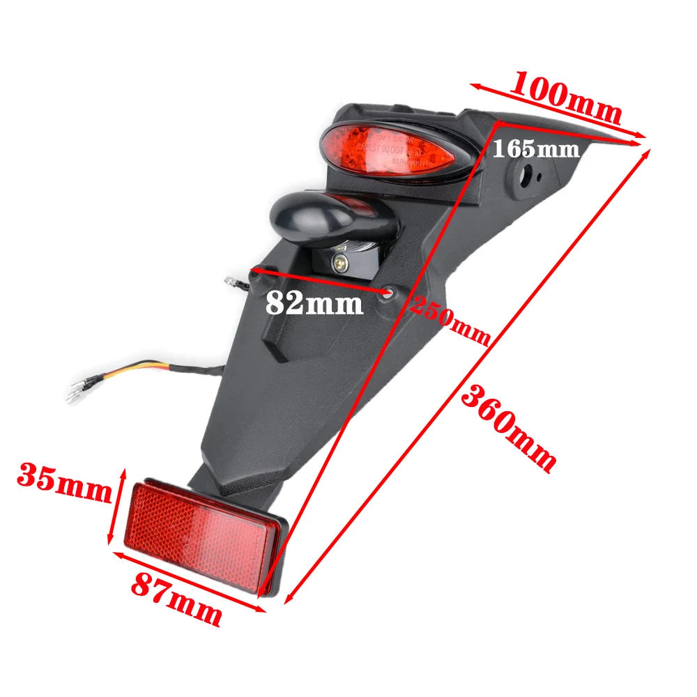 Universal Motorcycle Rear Fender Mudguard with LED Tail Light for Yamaha Mudguard LED Brake Tail Light Brake Lamp