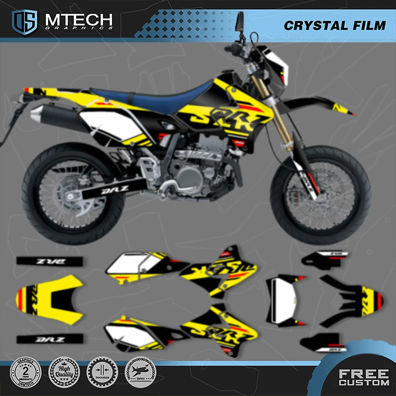 

DSMTECH Custom Team Мотоциклетные графические наклейки Наборы наклеек для SUZUKI DRZ400 SM S E DRZ400 SM S E 1999-2022 Пользовательский номер 004