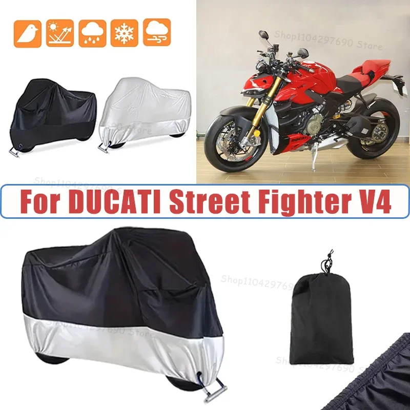 210D Oxford Motorcycle Cover Waterproof All Season UV Protect For DUCATI Street Fighter V4 Anti-Tear Windproof Motorbike Cover