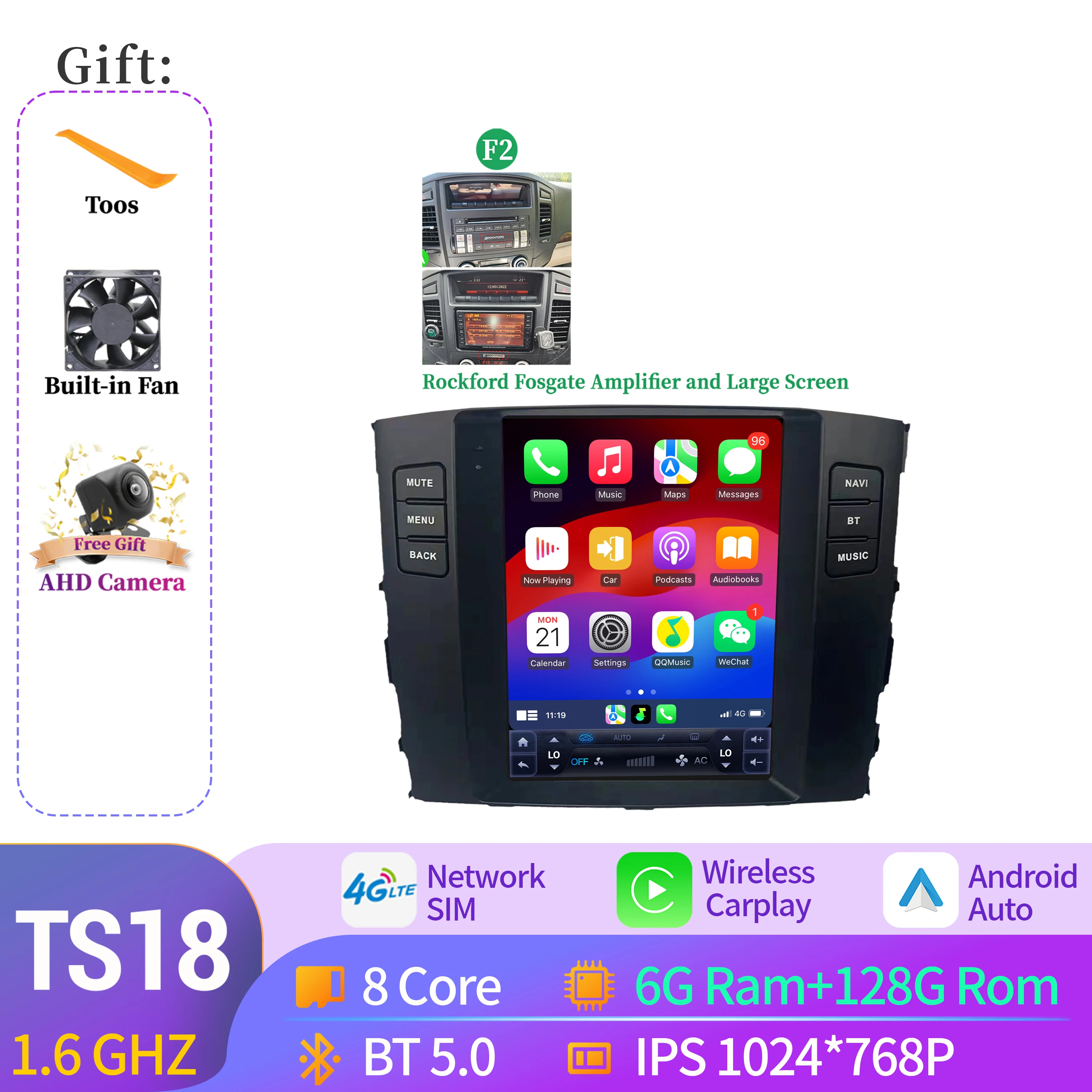 9.7 "Voor Mitsubishi Pajero 4 V80 V90 2006-2014 Autoradio Navigatie Voor Auto Multimedia Speler Navigatie Android 14 QLED Scherm